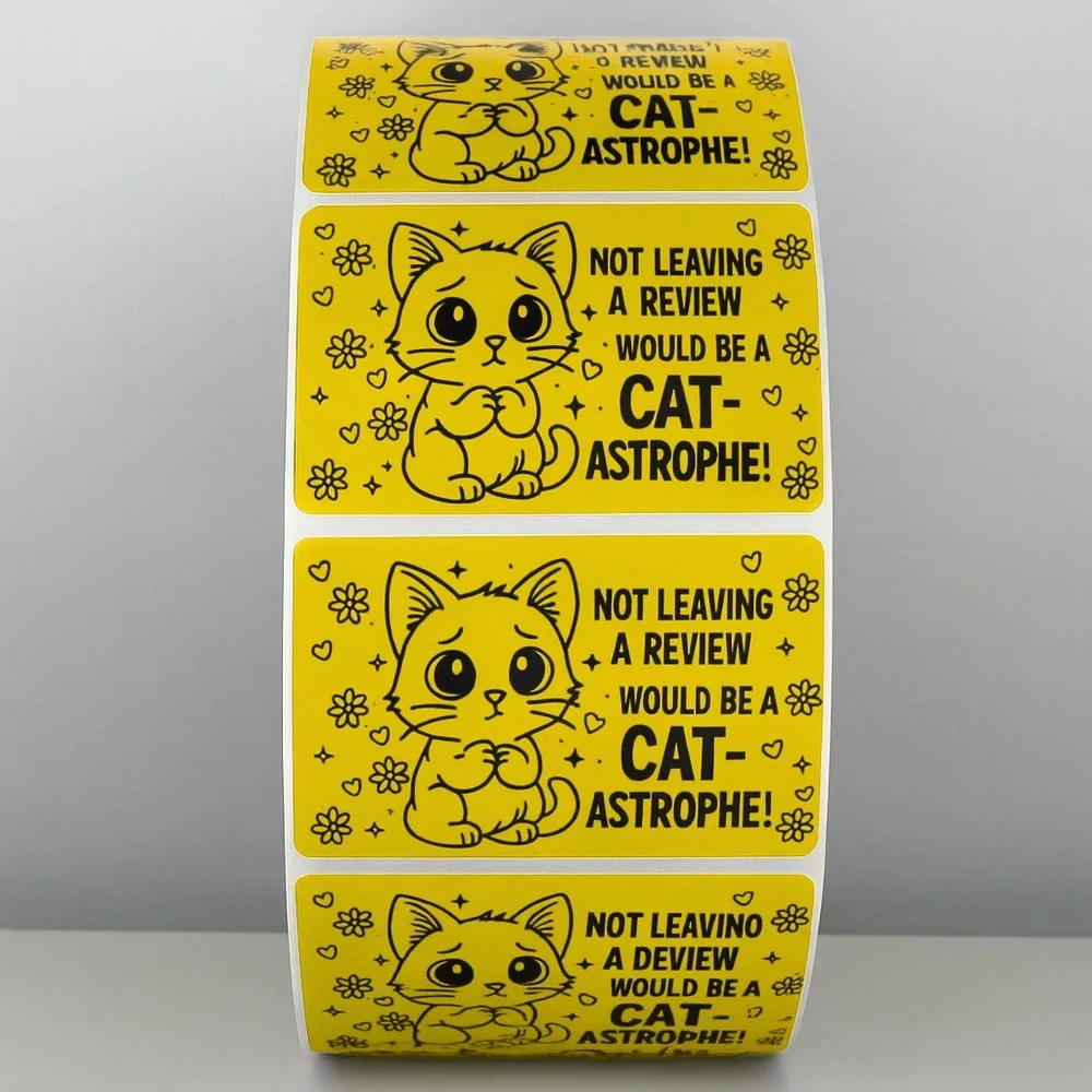 Cat Review Stickers – Cute Not Leaving a Review Would Be a Catastrophe Labels